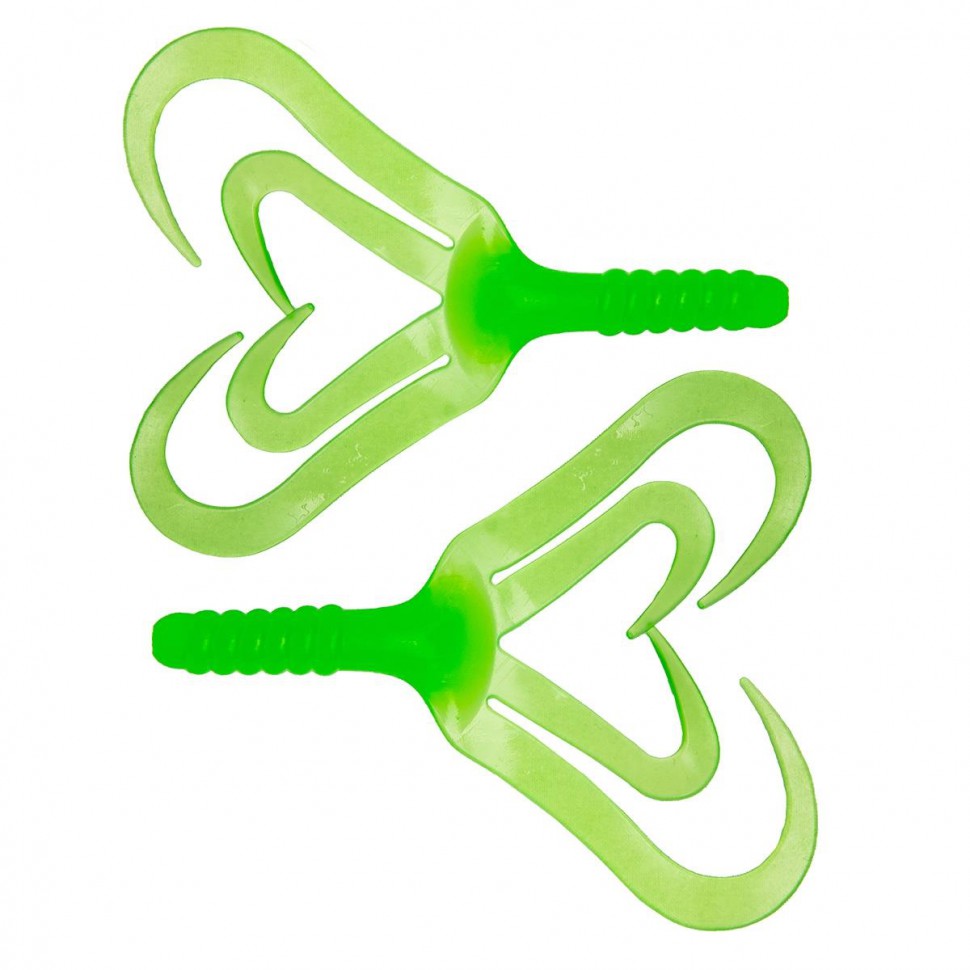 Твистер Helios Credo Four Tail 2,35"/6,0 см, цвет Electric green 10 шт HS-20-007 , 